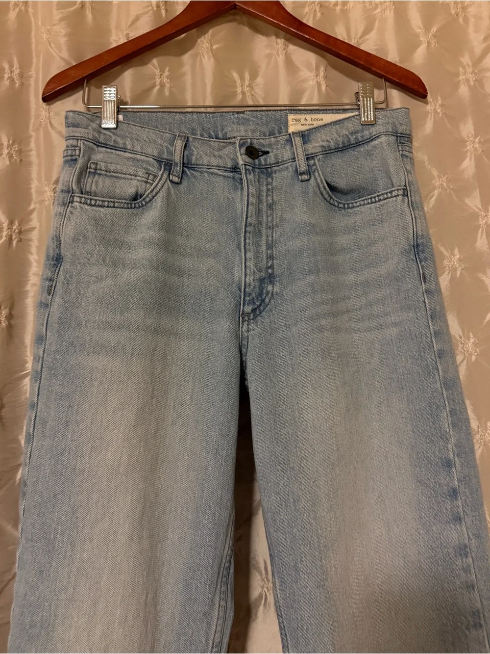 Rag & Bone The Hattie Mid-Rise Full-Length Straight Leg Jeans Light Wash Wyncote